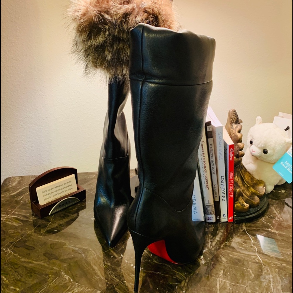 Authentic Christian Louboutin Black Fur Boot